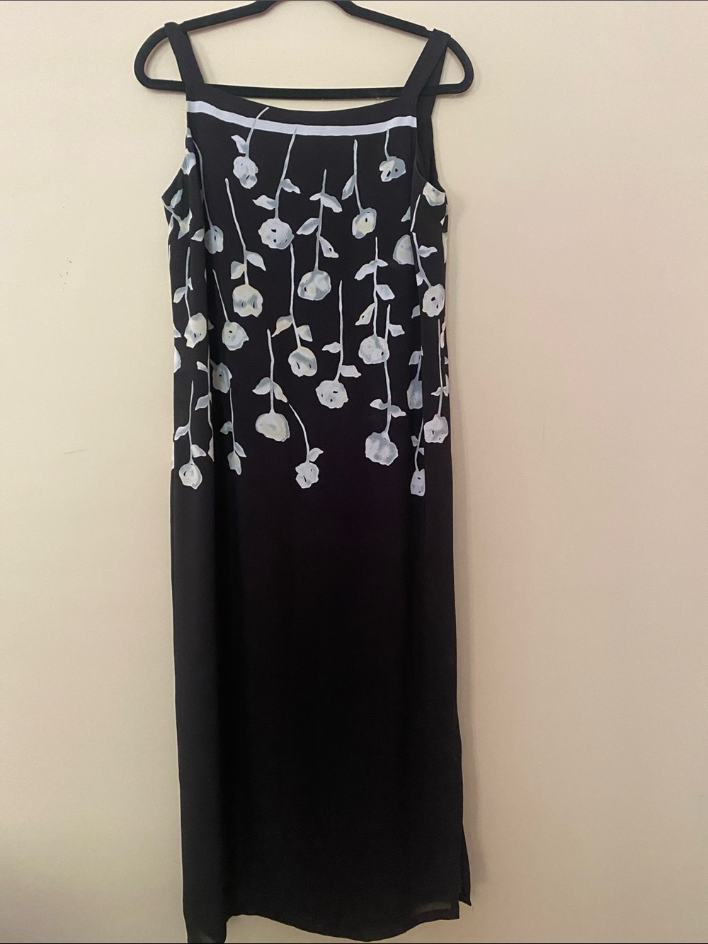 Arthea bt Sarah PolsterBlack Floral Midi Skirt with White Print